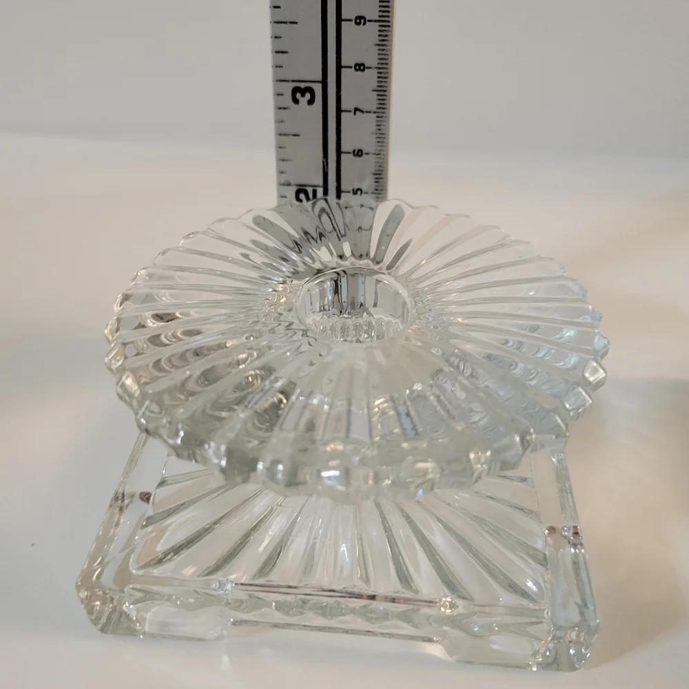 Heisey Ridgeleigh Glass Candle Stick Holders Clear Glass